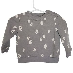 K1221 * Cat & Jack Ghost Print Sweatshirt Gray White Size 6/9M